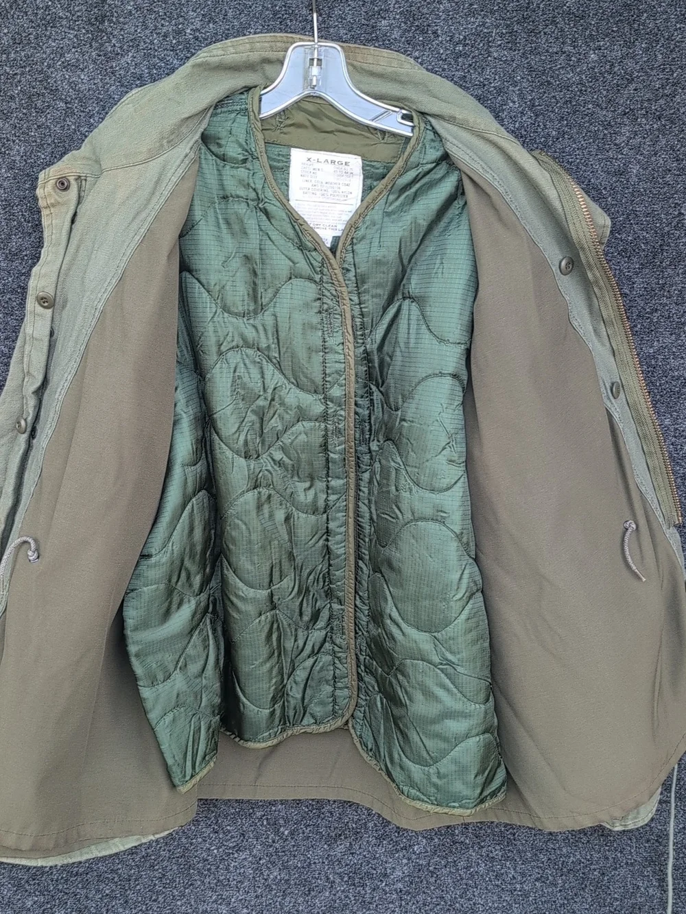 Vtg US Military M65 Jacket Extra Large Green Cold Weather Removable Liner OG106